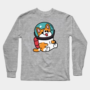 Corgi Cosmonaut Dog Lover Puppy Retro Long Sleeve T-Shirt